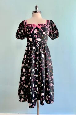 Possum Puff Sleeve Dress In Black