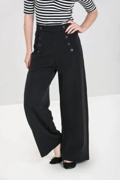 Carlie Wide Leg Pants In Black By Hell Bunny
