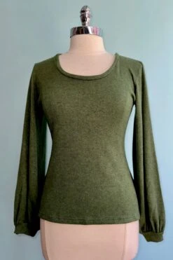 Olive Softie Bishop Sleeve Grace Top By Heart Of Haute -MODERN MILLIE Shop 02E81A34 ADA7 4710 9D2B 2589DF6BD175