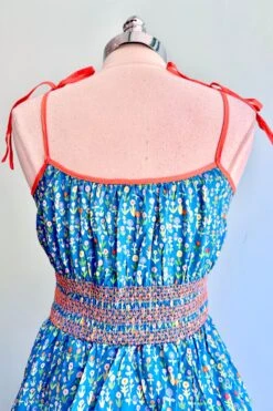 Turquoise Floral Smocked Waist Swing Dress -MODERN MILLIE Shop 0315D4B3 25B1 45E0 B1DF 58B9620D6515