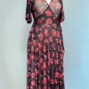 Lydia Wrap Dress In Rose Cluster Mesh By Wax Poetic