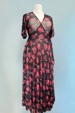 Lydia Wrap Dress In Rose Cluster Mesh By Wax Poetic