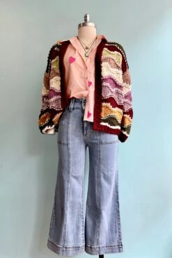 Light Wash High Rise Cropped Wide Leg Jeans By Mica Denim