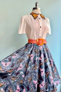 Mauve Nocturnal Moth Full Skirt By Eva Rose -MODERN MILLIE Shop 0366A905 46DE 4410 AAA6 178D7F1C227F