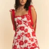 Red Floral Tie Shoulder Ric-Rac Romper In Red 2 Red Floral Tie Shoulder Ric-Rac Romper In Red -MODERN MILLIE Shop 0377db09105031268536653041b9b81d321150046ac62c860bc3ff122b26dad1