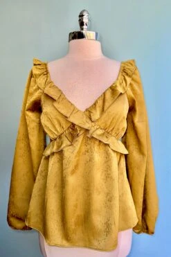 Final Sale Chartreuse Jacquard Billowy Sleeve Top