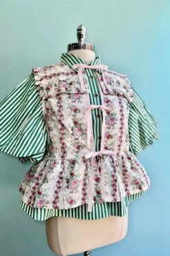 Green Striped Button Down Balloon Sleeve Top -MODERN MILLIE Shop 0822D6E6 CADE 480C 8CAA 9C2311FAA0F8