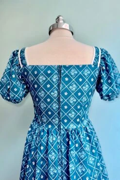 French Country Puff Sleeve Dress In Blue -MODERN MILLIE Shop 08D53384 F71C 44F5 BE17 E79AFD617416