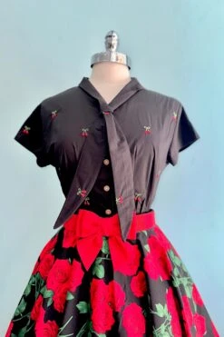 Cropped Button Down Cherry Top In Black By Banned -MODERN MILLIE Shop 094A678C F6D7 4F00 AEBF B5AC0C47D246