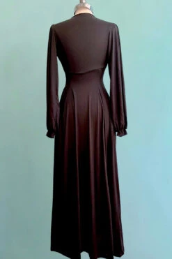 Solid Black Raquel Maxi Dress With Bishop Sleeves By Wax Poetic -MODERN MILLIE Shop 099FFCCC B9BB 42DA 9BA9 DD850FF76D3A