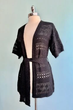 Crochet Belted Cardigan In Black By Molly Bracken -MODERN MILLIE Shop 09B348CE B92C 4A01 ACE0 4E853AB969C9