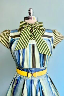 Green Stripe Estelle Tie-Neck Blouse By Heart Of Haute -MODERN MILLIE Shop 0D0BD0AA E9D1 4599 B2FD FF94DF69769A