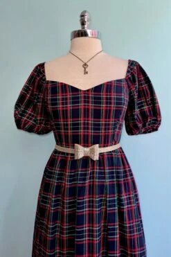 Navy Plaid Alessi Puff Sleeve Midi Dress -MODERN MILLIE Shop 0D46E9C7 12C8 4ABA B043 4ED25D28B57A