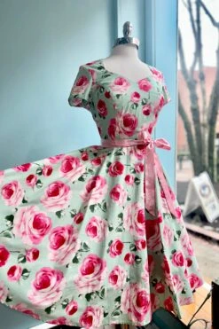 Camille Mint And Rose Floral Dress By Hell Bunny -MODERN MILLIE Shop 0E51478E 9597 4621 BDD3 2E2FA4504637