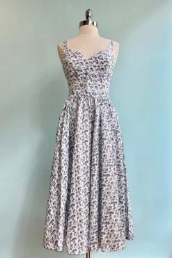 Blue Floral Bryson Midi Dress By Timeless London