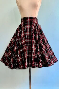 Black Plaid Flannel Circle Skirt By Heart Of Haute