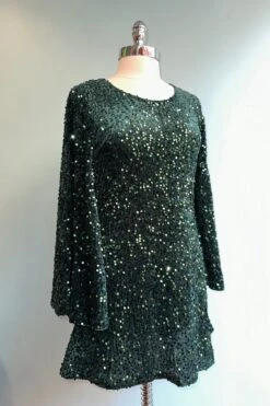 Green Sequin Bell Sleeve Mini Dress -MODERN MILLIE Shop 10FC3D15 B434 4376 9D4D 74FF849E3A5B