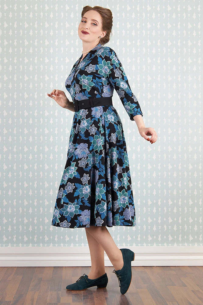 Hasia-Lee Blue Floral Knit Dress by Miss Candyfloss Hasia-Lee Blue Floral Knit Dress By Miss Candyfloss -MODERN MILLIE Shop 1263str flo studio 2