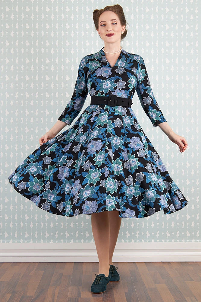 Hasia-Lee Blue Floral Knit Dress by Miss Candyfloss Hasia-Lee Blue Floral Knit Dress By Miss Candyfloss -MODERN MILLIE Shop 1263str flo studio 4