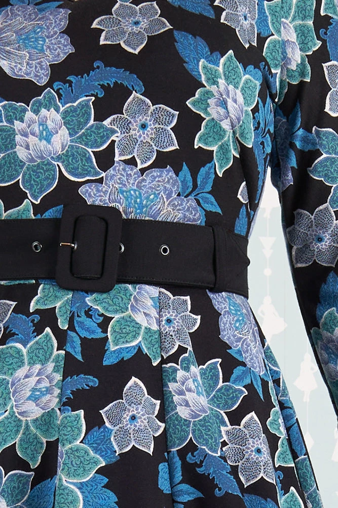 Hasia-Lee Blue Floral Knit Dress by Miss Candyfloss Hasia-Lee Blue Floral Knit Dress By Miss Candyfloss -MODERN MILLIE Shop 1263str flo studio 5