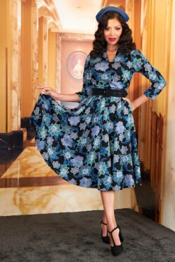 Hasia-Lee Blue Floral Knit Dress By Miss Candyfloss 7 Hasia-Lee Blue Floral Knit Dress By Miss Candyfloss -MODERN MILLIE Shop 1263str flo web 1