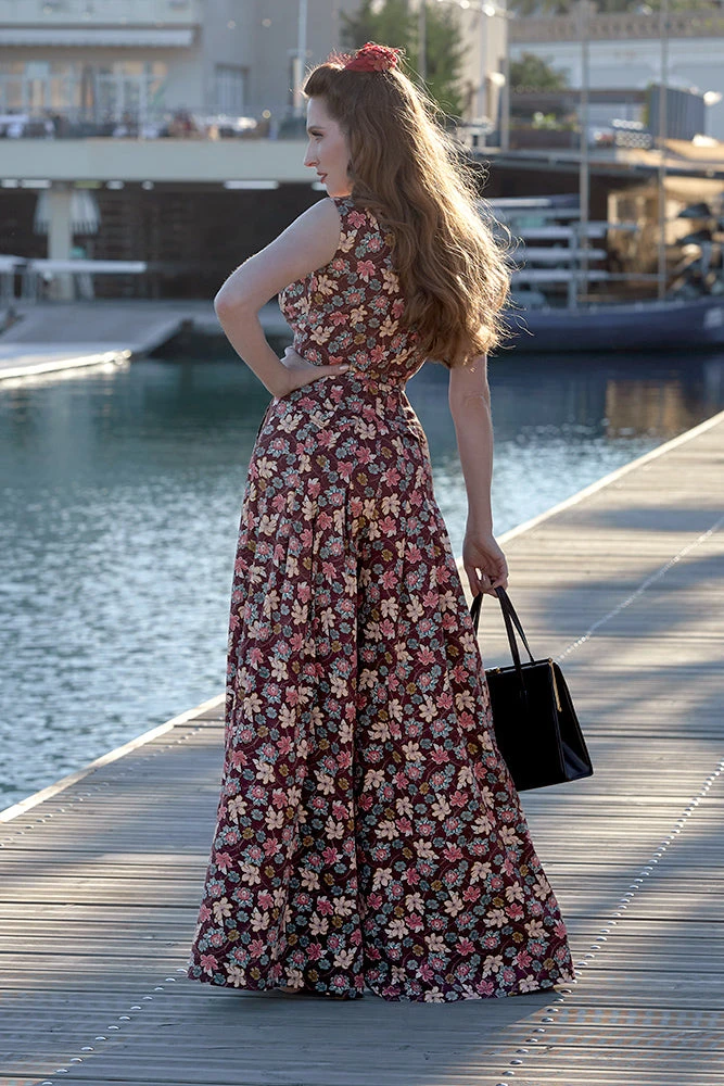 Zelene-Bo Floral Jumpsuit by Miss Candyfloss Zelene-Bo Floral Jumpsuit By Miss Candyfloss -MODERN MILLIE Shop 1290floral wine web 3