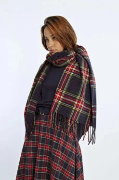 Navy Plaid Scarf By Molly Bracken
