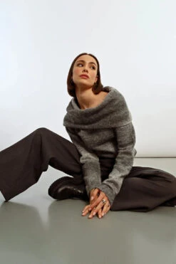 Final Sale COZY Bare Shoulder Sweater In Ash By Lili Sidonio -MODERN MILLIE Shop 132234