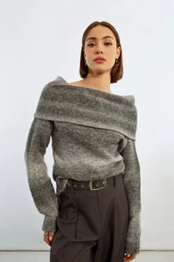 Final Sale COZY Bare Shoulder Sweater In Ash By Lili Sidonio -MODERN MILLIE Shop 132235