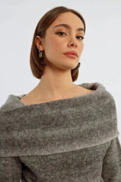 Final Sale COZY Bare Shoulder Sweater In Ash By Lili Sidonio -MODERN MILLIE Shop 132236
