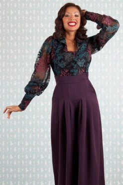 Final Sale Barita-Violette Blouse By Miss Candyfloss -MODERN MILLIE Shop 1322emb purp studio 1