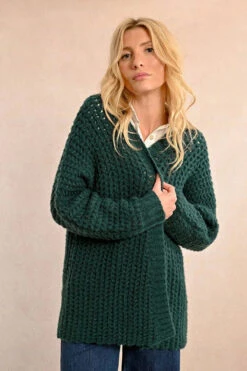 Forest Green Super Soft Open Cardigan By Molly Bracken -MODERN MILLIE Shop 133045