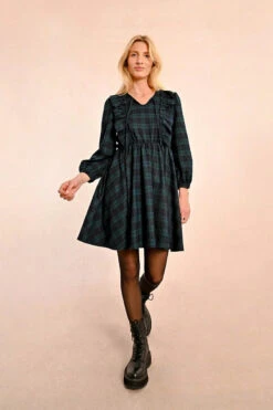 Navy Plaid Ruffle Mini Dress By Molly Bracken 8 Navy Plaid Ruffle Mini Dress By Molly Bracken -MODERN MILLIE Shop 134661