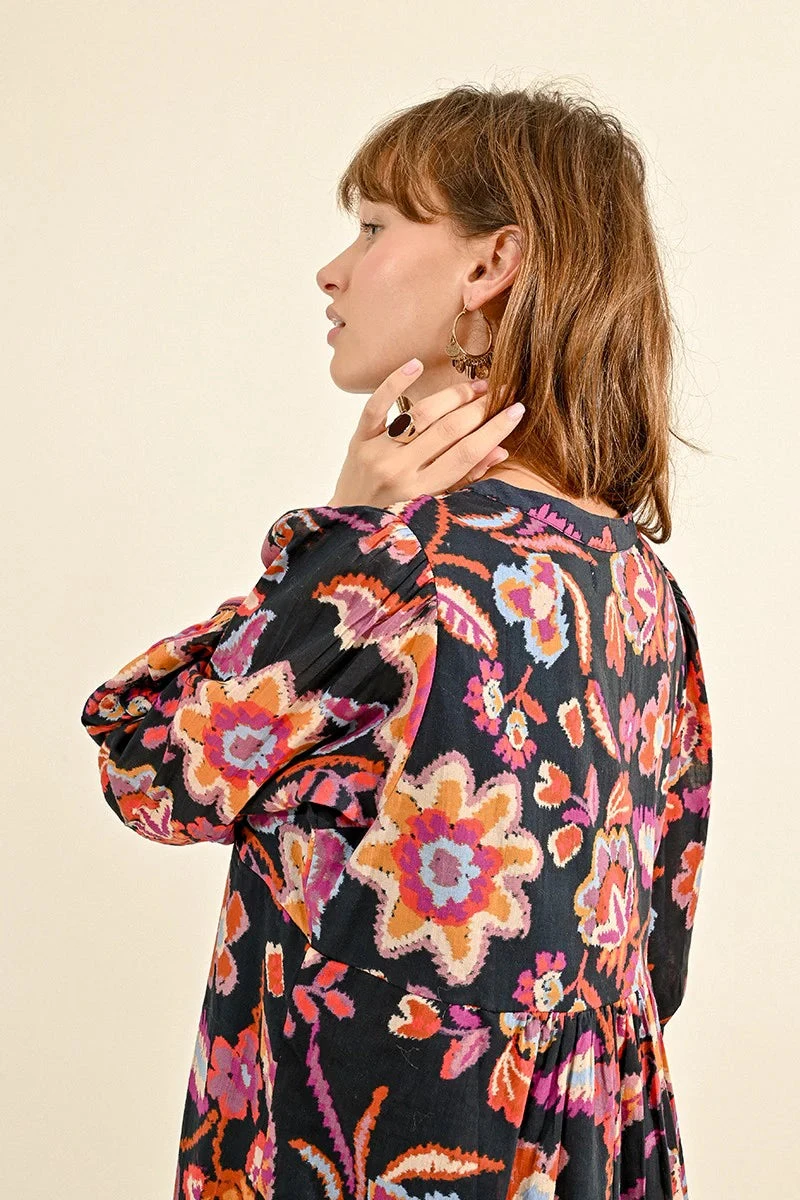 Navy Floral Midi Dress by Molly Bracken Navy Floral Midi Dress By Molly Bracken -MODERN MILLIE Shop 134686