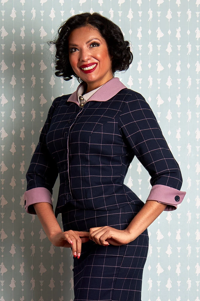 Final Sale Navy Plaid Francesca-Lee Blazer By Miss Candyfloss Final Sale Navy Plaid Francesca-Lee Blazer By Miss Candyfloss -MODERN MILLIE Shop 1373ch navylilac studio 2