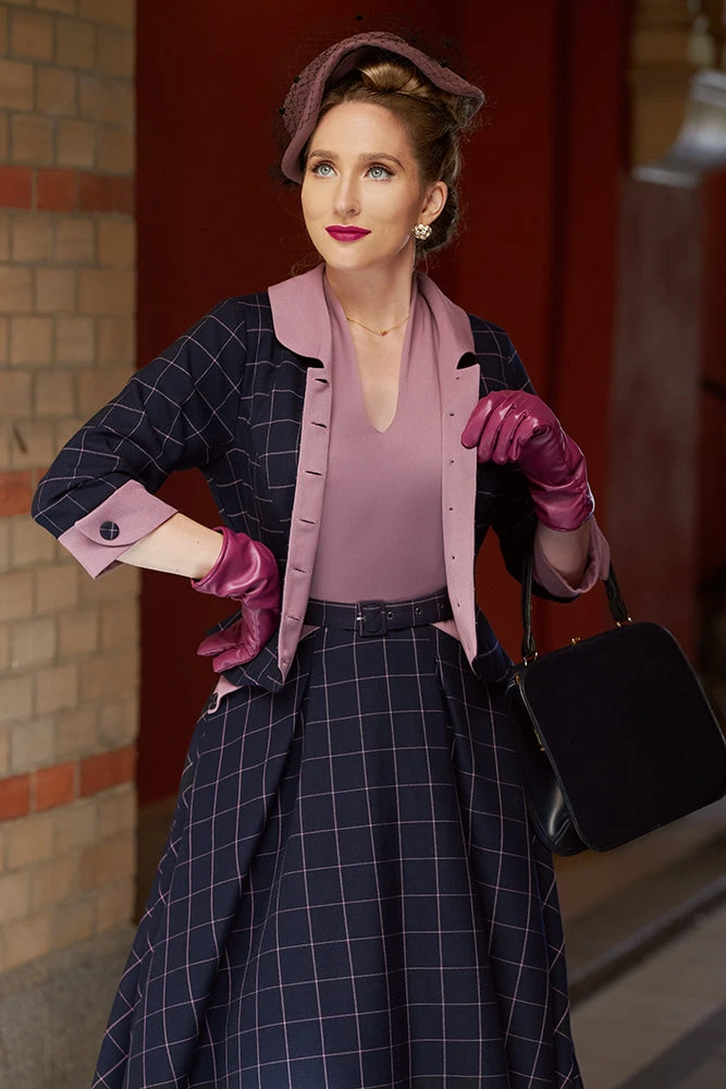 Final Sale Navy Plaid Francesca-Lee Blazer By Miss Candyfloss Final Sale Navy Plaid Francesca-Lee Blazer By Miss Candyfloss -MODERN MILLIE Shop 1373ch navylilac web 2