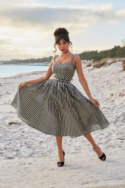 Eloise Lou Striped Silk Dress By Miss Candyfloss -MODERN MILLIE Shop 1375 2str gr web 1