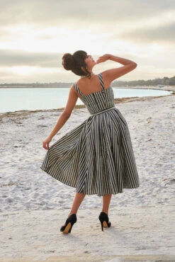 Eloise Lou Striped Silk Dress By Miss Candyfloss -MODERN MILLIE Shop 1375 2str gr web 3