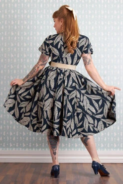 Babeta- Lee Ivory And Navy Dress By Miss Candyfloss -MODERN MILLIE Shop 1435flodot navy studio 3