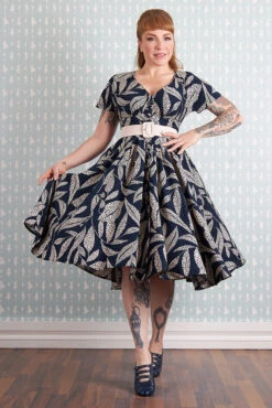 Babeta- Lee Ivory And Navy Dress By Miss Candyfloss -MODERN MILLIE Shop 1435flodot navy studio 4