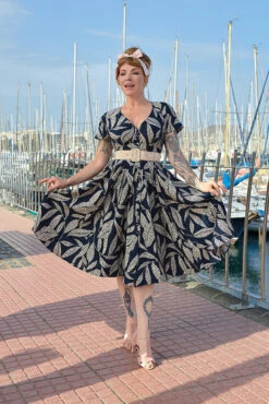 Babeta- Lee Ivory And Navy Dress By Miss Candyfloss -MODERN MILLIE Shop 1435flodot navy web 1