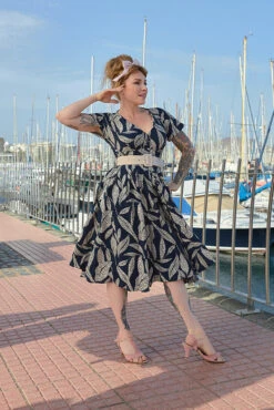 Babeta- Lee Ivory And Navy Dress By Miss Candyfloss -MODERN MILLIE Shop 1435flodot navy web 2