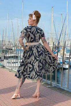 Babeta- Lee Ivory And Navy Dress By Miss Candyfloss -MODERN MILLIE Shop 1435flodot navy web 3