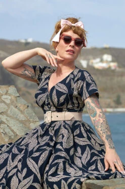 Babeta- Lee Ivory And Navy Dress By Miss Candyfloss -MODERN MILLIE Shop 1435flodot navy web 4