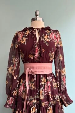 Tie Front Floral Maxi Dress In Burgundy -MODERN MILLIE Shop 146C193A 2C1F 41E2 AEC3 387BE80FC35F