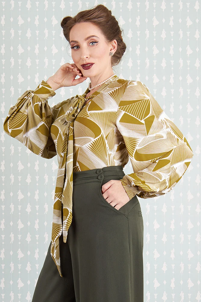 Tannia-Khalia Tie Blouse by Miss Candyfloss Tannia-Khalia Tie Blouse By Miss Candyfloss -MODERN MILLIE Shop 1506geo olive studio 2