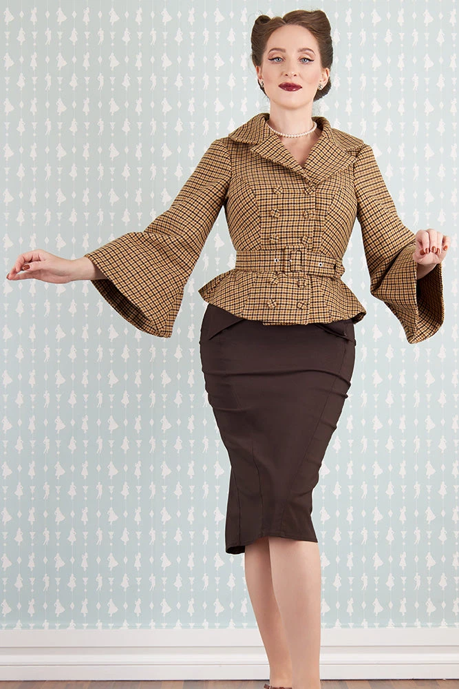 Ortnsia-Dora Trumpet Sleeve Blazer By Miss Candyfloss Ortnsia-Dora Trumpet Sleeve Blazer By Miss Candyfloss -MODERN MILLIE Shop 1507tarta brown stuiod 1