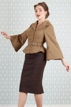 Ortnsia-Dora Trumpet Sleeve Blazer By Miss Candyfloss 4 Ortnsia-Dora Trumpet Sleeve Blazer By Miss Candyfloss -MODERN MILLIE Shop 1507tarta brown stuiod 2