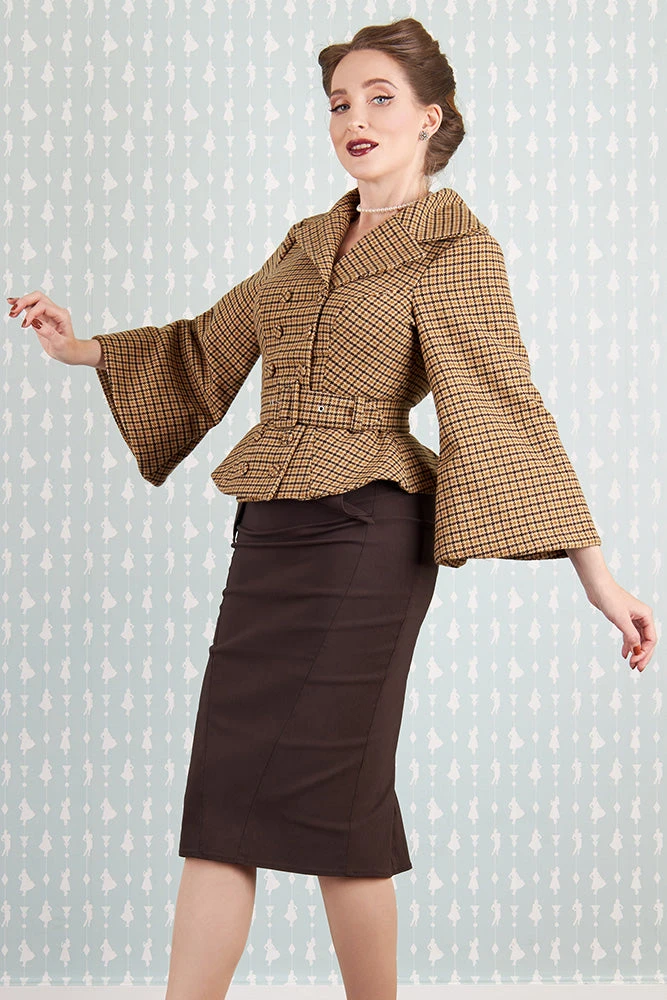 Ortnsia-Dora Trumpet Sleeve Blazer By Miss Candyfloss Ortnsia-Dora Trumpet Sleeve Blazer By Miss Candyfloss -MODERN MILLIE Shop 1507tarta brown stuiod 2