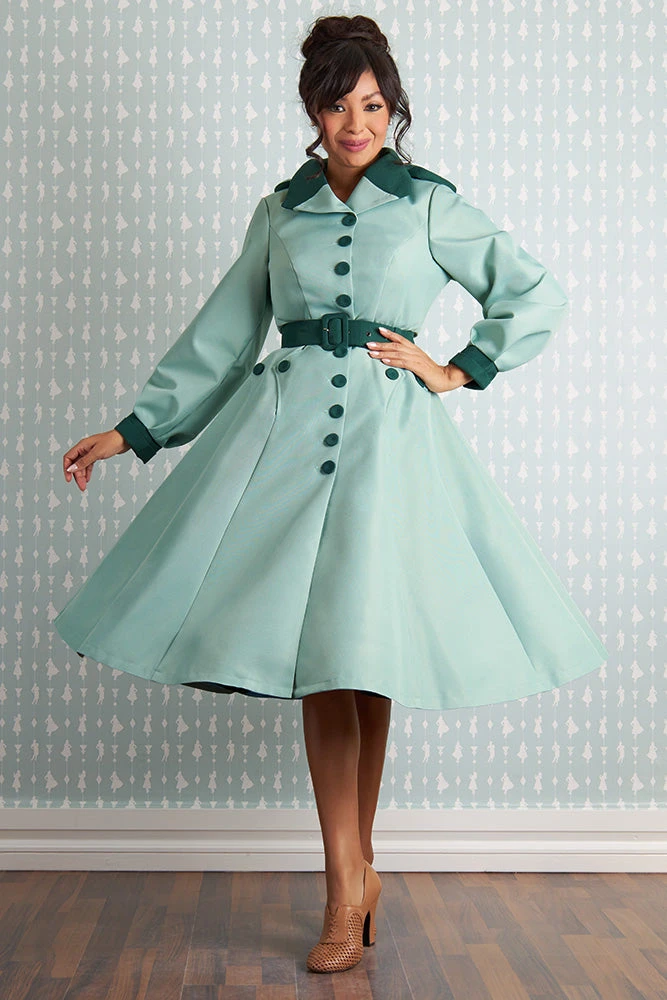 Aude Minty Water Resistant Trench Coat by Miss Candyfloss Aude Minty Water Resistant Trench Coat By Miss Candyfloss -MODERN MILLIE Shop 1511li mint studio 2